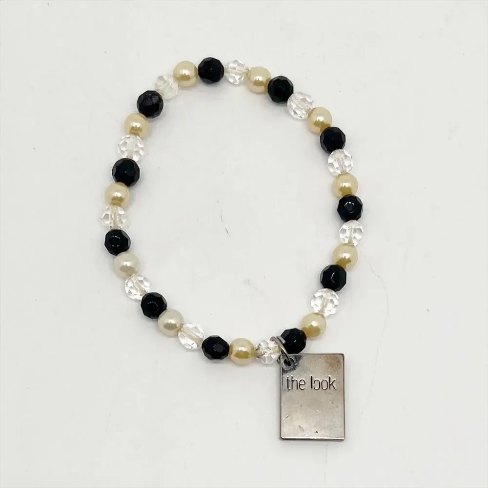Vintage Mary Kay Beaded Bracelet with The Look Silver Tone Charm